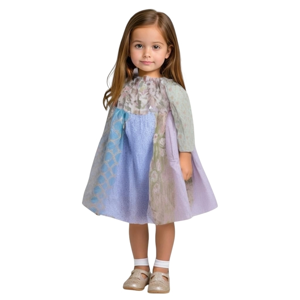 Fish & Grits Floral Patchwork Geometric Smocked Dress Girl's size 2 New